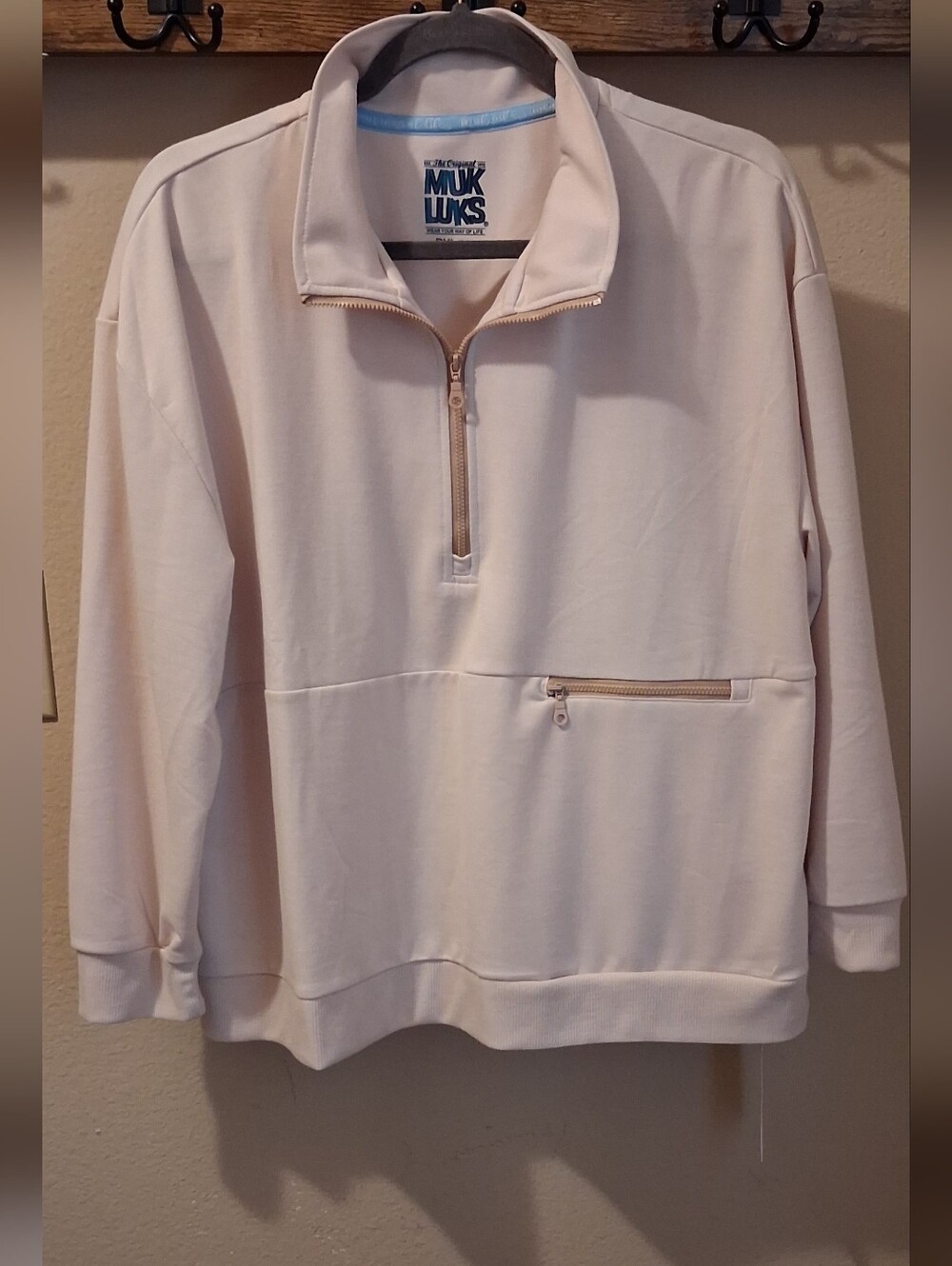 NWT Muk Luks Cream Women's 1/2 Zip Pullover PXL